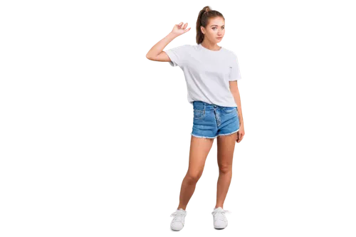 girl in t-shirt,girl on a white background,long-sleeved t-shirt,bermuda shorts,isolated t-shirt,women's clothing,women clothes,skort,jean shorts,girl in a long,ladies clothes,fir tops,t-shirt,white clothing,tshirt,in shorts,women fashion,jeans background,shorts,cheerleading uniform,Conceptual Art,Oil color,Oil Color 01