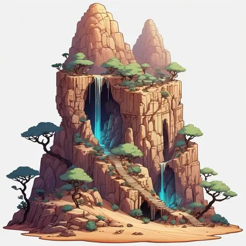 mushroom island,fairy chimney,chasm,floating island,caverns,mushroom landscape,Illustration,Abstract Fantasy,Abstract Fantasy 11