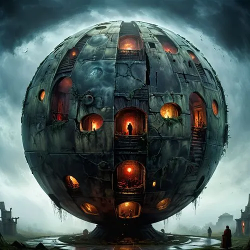 globe,globescan,the globe,bathysphere,technosphere,pandorica,Conceptual Art,Oil color,Oil Color 11