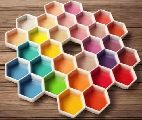 paint palette filled with colors,hexagons,hexagon,hexagonal,color circle articles,the tile plug-in,circular puzzle,hex,trivet,color circle,tileable patchwork,building honeycomb,color table,ceramic til