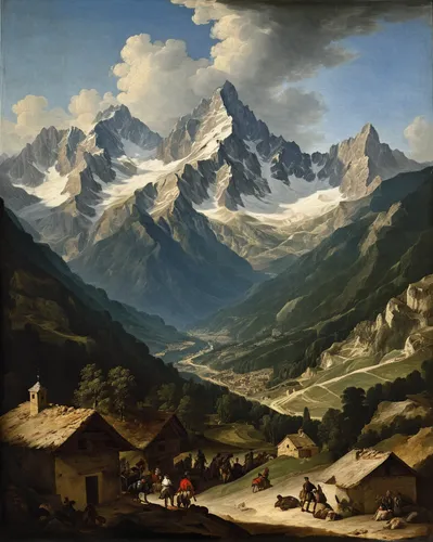 mountain scene,mountain landscape,zermatt,mountainous landscape,canton of glarus,the landscape of the mountains,bernese alps,alpine region,alpine village,landscape mountains alps,high alps,matterhorn-gotthard-bahn,watzmann,valais,matterhorn,eiger,alpine pastures,the alps,alps elke,ramsau,Art,Classical Oil Painting,Classical Oil Painting 26