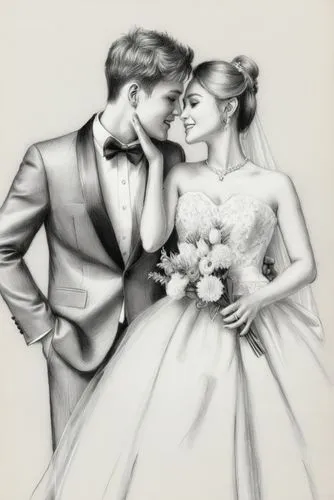 wedding couple,maxon,wedding invitation,wedding photo,prenuptial,young couple,Illustration,Black and White,Black and White 30