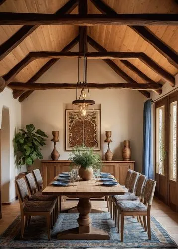 dining room,breakfast room,dining room table,dining table,wooden beams,interior decor,Photography,General,Natural