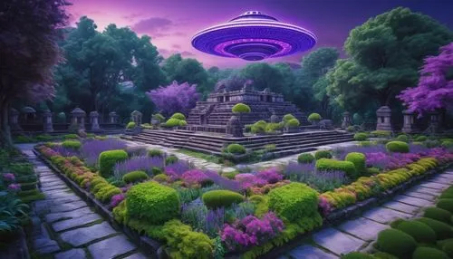 purple landscape,alien world,alien planet,futuristic landscape,garden of eden,secret garden of venus,defense,patrol,mushroom landscape,zen garden,ufo,the mystical path,garden of plants,utopian,gardens,ancient city,ipê-purple,wall,the garden,nature garden,Photography,General,Realistic