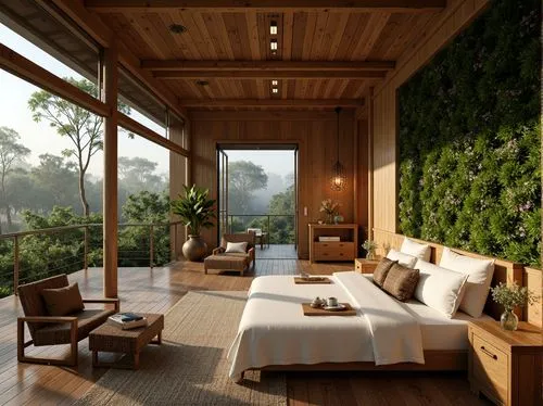 amanresorts,anantara,sunroom,cabana,verandah,great room,tropical house,forest house,bamboo curtain,modern room,green living,livingroom,living room,beautiful home,luxury home interior,landscaped,tree house hotel,sleeping room,balcony garden,roof garden