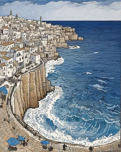 cape greco,matera,scilla,puglia,mediterranean,apulia,siracusa,bonifacio,the balearics,the mediterranean sea,island of rab,balearica,balearic islands,italian painter,mediterranean sea,coastal and oceanic landforms,hellenic,malta,cappodocia,mediterrenian,Illustration,Black and White,Black and White 20