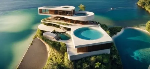 dreamhouse,infinity swimming pool,floating island,malaparte,amanresorts,seasteading