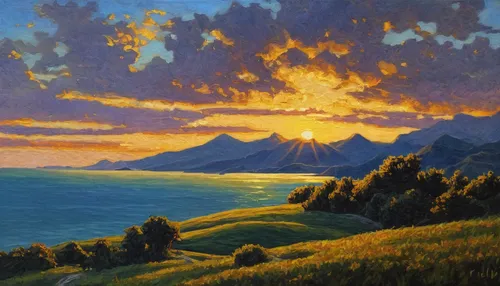 mountain scene,mountain sunrise,coastal landscape,teton,mountain landscape,panoramic landscape,landscape background,painting technique,oil on canvas,high landscape,alpine sunset,landscape with sea,oil painting,landscape,rigi,mountainous landscape,oil painting on canvas,church painting,beach landscape,salt meadow landscape,Art,Classical Oil Painting,Classical Oil Painting 43