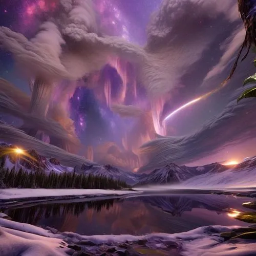 fantasy landscape,purple landscape,fantasy picture,alien world,northen lights,unicorn background,alien planet,fantasy art,space art,fairy galaxy,mystical,full hd wallpaper,futuristic landscape,fractal environment,galaxy collision,3d fantasy,volcanic landscape,cosmic flower,fractals art,astronomy