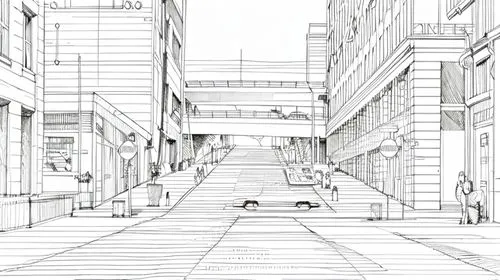 street plan,kirrarchitecture,urban design,mono-line line art,street view,office line art,multistoreyed,city buildings,wireframe,buildings,archidaily,urban development,wireframe graphics,concept art,re