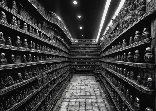 wine cellar,brandy shop,apothecary,liquor store,aisle,cellar,pharmacy,pantry,soap shop,shelves,shoe store,shelving,beer banks,empty shelf,grocer,spice market,jack daniels,scotch whisky,candy store,liquor bar,Conceptual Art,Sci-Fi,Sci-Fi 02