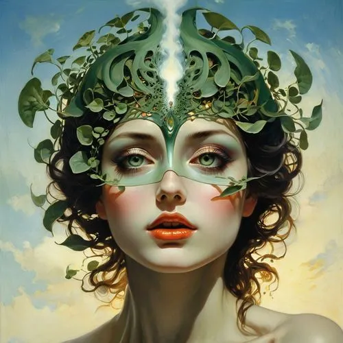 faerie,faery,dryad,diwata,fantasy portrait,viveros,Illustration,Paper based,Paper Based 19