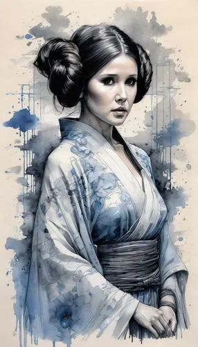 hanfu,leia,organa,padme,geisha,amidala,Illustration,Paper based,Paper Based 30