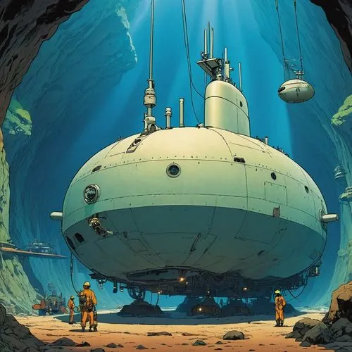 潛水艇維修.日式風格,deep-submergence rescue vehicle,submersible,semi-submersible,deep sea diving,diving bell,underwater playground,marine tank,the bottom of the sea,bottom of the sea,undersea,landing ship  tan