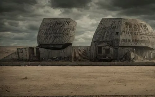 cube stilt houses,post-apocalyptic landscape,stilt houses,post apocalyptic,concrete ship,post-apocalypse,district 9,photo manipulation,ancient house,mobile home,abandoned places,metal tanks,syringe ho