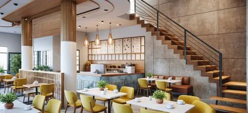 Generate a sketch of a modern coffee shop interior. The space should feature a cozy, minimalist design with warm lighting. Include wooden tables, comfortable seating areas with cushions, and a counter