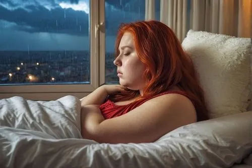 ein großes weißes kissen. ihre haare verteilen sich überall,thunderstorm mood,woman on bed,girl in bed,depressed woman,premenstrual,dysthymia,relaxed young girl,woman laying down,hypersomnia,stormy,se