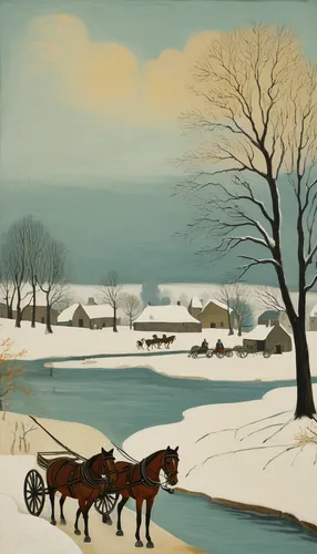 winter landscape,rural landscape,snow scene,sleigh ride,david bates,farm landscape,snow landscape,ox cart,horse and buggy,snowy still-life,christmas landscape,snowy landscape,oxcart,horse and cart,covered wagon,horse-drawn,salt meadow landscape,oxen,man and horses,plough,Art,Artistic Painting,Artistic Painting 25