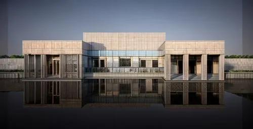 qasr azraq,egyptian temple,qasr al watan,chancellery,archidaily,3d rendering,kirrarchitecture,mortuary temple,asian architecture,chinese architecture,iranian architecture,qasr al kharrana,celsus library,reflecting pool,glass facade,model house,architectural,persian architecture,aqua studio,national cuban theatre,Architecture,Small Public Buildings,European Traditional,Churrigueresque