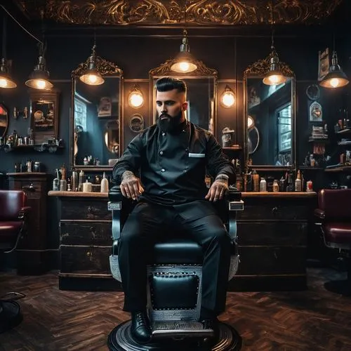 barber chair,barber,barber shop,barbershop,pomade,the long-hair cutter,shoeshine boy,apothecary,barman,bartender,pompadour,black businessman,unique bar,shoemaker,hairdresser,hairdressing,watchmaker,throne,hairstyler,gentleman icons,Photography,General,Fantasy