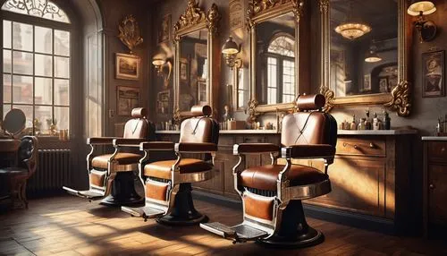 barber shop,barbershop,barber chair,salon,beauty salon,barber,the long-hair cutter,hairdressing,hairdresser,hairdressers,tailor seat,beauty room,bar stools,cosmetics counter,chairs,the throne,barstools,hairstyler,shoeshine boy,dressing table,Art,Classical Oil Painting,Classical Oil Painting 01