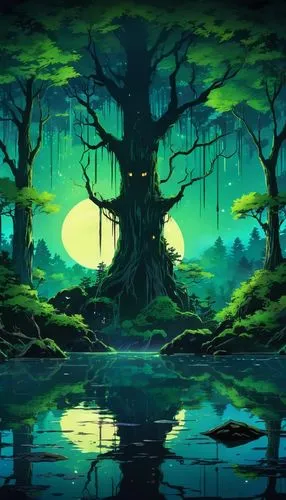 cartoon video game background,haunted forest,halloween background,forest background,cartoon forest,swampy landscape,elven forest,halloween wallpaper,fairy forest,mushroom landscape,forest dark,fantasy landscape,blackmoor,the forest,the forests,forest landscape,frog background,swamp,swamps,forest,Illustration,Japanese style,Japanese Style 03