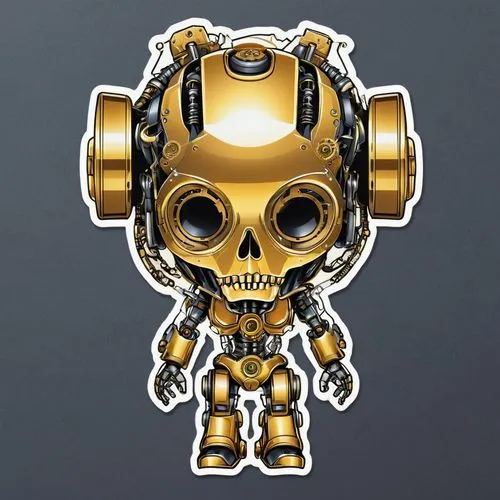 c-3po,skull allover,gold chalice,skull statue,crossbones,gold paint stroke,robot icon,terminator,gold mask,funko,minibot,skull bones,steampunk gears,steampunk,skulls bones,vintage skeleton,bot icon,metal figure,cyborg,skull and cross bones,Unique,Design,Sticker