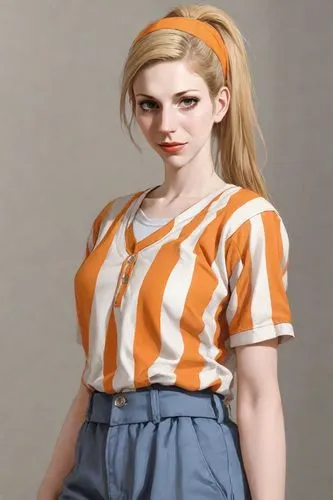 realdoll,female doll,3d figure,3d model,orange,dress doll,fashion doll,model train figure,clementine,doll dress,polo shirt,model doll,model years 1958 to 1967,doll figure,girl in overalls,cotton top,retro girl,paramedics doll,game figure,ken,Digital Art,Comic