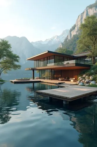 amanresorts,house with lake,house by the water,house in the mountains,house in mountains,pool house,Photography,General,Realistic