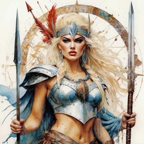 female warrior,warrior woman,thorhild,sigyn,hippolyta,krietor,thundra,brunhild,asherah,sandahl,etheria,arianrhod,mervat,fantasy woman,elfquest,mystara,sisoulith,asenath,lilandra,gunhild,Illustration,Paper based,Paper Based 13