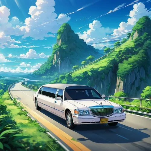 mountain highway,mountain road,overland,hijet,landscape background,runabout,ghibli,3d car wallpaper,open road,eurobeat,rolling hills,wanganella,flower car,running car,game car,ridgeline,car rental,roadtrips,limousine,long road,Illustration,Japanese style,Japanese Style 03