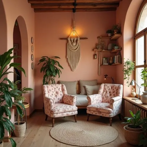 sitting room,interior decor,home interior,living room,livingroom,cabana,furnishings,house plants,alcove,interiors,home corner,breakfast room,apartment lounge,decor,houseplants,loggia,pink chair,marrakech,family room,interior decoration,Photography,General,Realistic