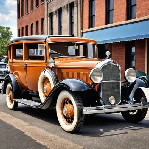 A 1930s passenger vehicle in an urban American context.,an old fashion car is driving on the road,packard 8,1935 chrysler imperial model c-2,1930 ruxton model c,packard sedan,packard,rolls royce 1926,