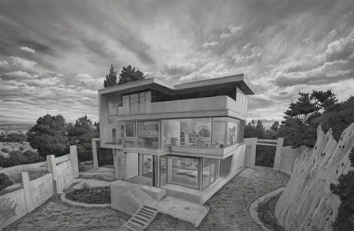 Human figures in the drawing ,escher,cubic house,model house,house drawing,dunes house,cube house,inverted cottage,matruschka,sky apartment,timber house,escher village,3d rendering,lookout tower,lifeg