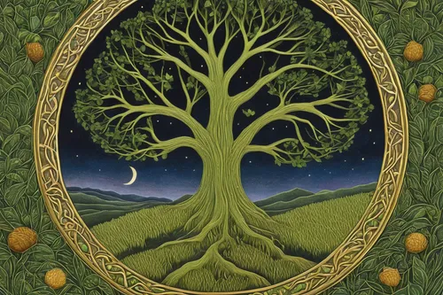 celtic tree,sacred fig,tree of life,the branches of the tree,bodhi tree,argan tree,spring equinox,anahata,mother earth,flourishing tree,olive branch,pear cognition,fig tree,harmonia macrocosmica,argan trees,prosperity and abundance,olive tree,arbor day,tangerine tree,osage orange,Illustration,Realistic Fantasy,Realistic Fantasy 11