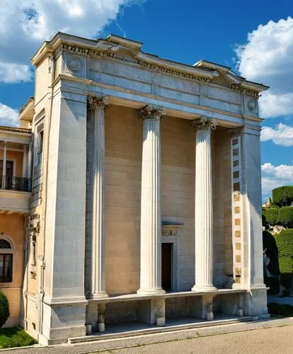 a very large stone building with columns,palladio,palladian,glyptothek,bramante,caserta,villa balbiano,Photography,General,Realistic