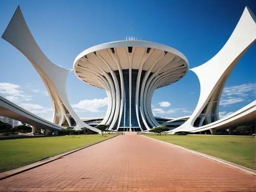 brasilia,calatrava,niemeyer,brazilia,futuristic art museum,futuristic architecture,ibirapuera,campinas,tempodrom,futuroscope,curitiba,ordos,cuiaba,cascavel,porto alegre,niteroi,uanl,bauru,goiania,plaza de la revolución,Illustration,Abstract Fantasy,Abstract Fantasy 10