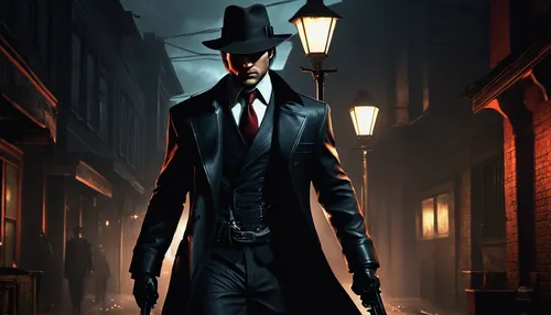 detective,slender,black hat,investigator,spy,secret agent,overcoat,black city,inspector,holmes,spy visual,mafia,private investigator,guy fawkes,sherlock holmes,top hat,black businessman,agent 13,gunfighter,bowler hat,Art,Classical Oil Painting,Classical Oil Painting 37