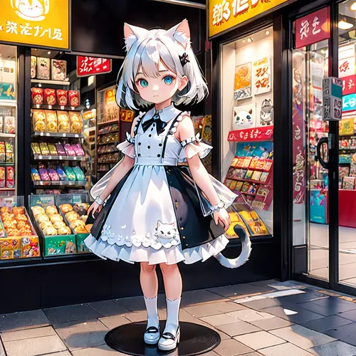 convenience store,harajuku,anime japanese clothing,vending machine,kawaii foods,cat ears,shopping icon,nyan,grocery,vending cart,whitey,shopkeeper,vending machines,white heart,kawaii ice cream,clerk,cat kawaii,shopping venture,piko,deli,Anime,Anime,General