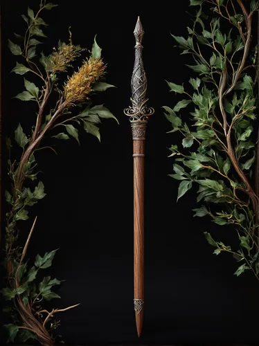 garden pipe,fire poker flower,quarterstaff,shepherd's staff,western concert flute,blowpipe,bamboo flute,devil's walkingstick,beautiful pencil,salix mount aso,artist brush,feather pen,tree torch,scepter,cosmetic brush,the flute,tobacco pipe,block flute,candle holder with handle,writing instrument accessory,Illustration,Japanese style,Japanese Style 18