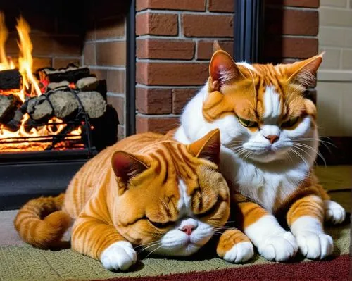 warm and cozy,warmth,ginger cat,log fire,orange tabby cat,georgatos,Photography,Artistic Photography,Artistic Photography 09