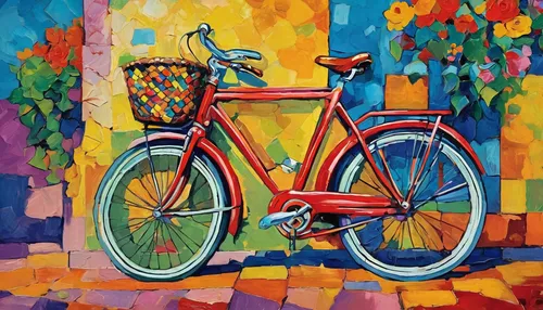 bicycle,woman bicycle,artistic cycling,bicycles,bike pop art,floral bike,racing bicycle,cyclist,bicycle ride,bike colors,bicycle basket,road bicycle,city bike,bicycling,tandem bicycle,bike,bikes,bicycle frame,oil painting on canvas,bicycle riding,Conceptual Art,Oil color,Oil Color 25