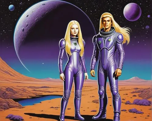 futurians,spacesuits,spacemen,spacewalkers,humanoids,ashtar,earthmen,eridani,binary system,stratovarius,purple,sci fiction illustration,venusians,spacefarers,dreadstar,mogadorians,spacesuit,catsuits,panspermia,eclipso,Conceptual Art,Sci-Fi,Sci-Fi 18