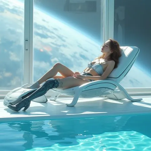 water sofa,sunbed,solarium,lounger,ekornes,infinity swimming pool,Conceptual Art,Fantasy,Fantasy 31