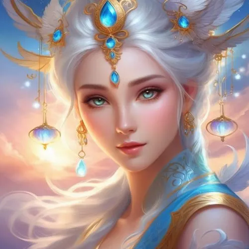 fantasy portrait,janna,elsa,ice queen,jaina,the snow queen,inara,white rose snow queen,fantasy art,sona,asra,rafaela,llyra,diana,lumi,zodiac sign libra,allura,faires,estess,fairy queen,Illustration,Re