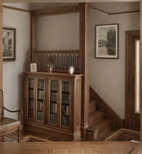 turn the erased portion into a kilim stair runner,wooden stair railing,winding staircase,china cabinet,assay office in bannack,bannack assay office,armoire,bookshelves,wooden stairs,outside staircase,