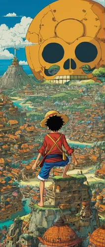 son goku,calm usopp,panoramical,dragon ball,goku,dragonball,third eye,naruto,ufo,parasol,studio ghibli,pilaf,takikomi gohan,straw hat,zeppelins,yo-kai,puri,sossusvlei,straw hats,the eyes of god,Conceptual Art,Sci-Fi,Sci-Fi 17