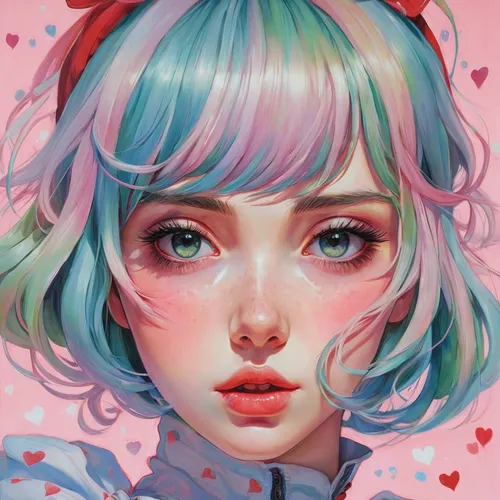 soft pastel,cotton candy,bubble gum,colorful heart,pastel colors,peppermint,digital painting,fantasy portrait,girl portrait,pastels,colorful doodle,pastel,mint blossom,painted hearts,candy island girl,pastel paper,painter doll,digital art,digital illustration,rosy,Conceptual Art,Daily,Daily 15