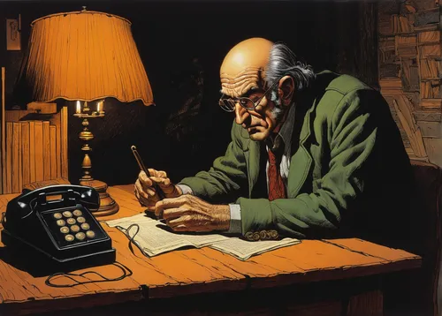 man with a computer,conference phone,david bates,reading magnifying glass,man talking on the phone,theoretician physician,cordless telephone,elderly man,astronomer,writing or drawing device,telecommunications,night administrator,reading glasses,examining,telephony,tutor,cell phone,self-portrait,mobile device,watchmaker,Conceptual Art,Daily,Daily 09