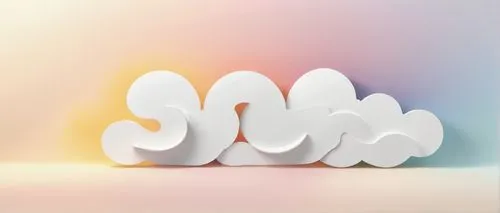 Cloud-shaped, white, gentle, rounded edges, cursive font, lowercase "s", pastel colors, gradient effect, abstract design, 3D visual, soft lighting, blurred background, calming atmosphere, serene compo